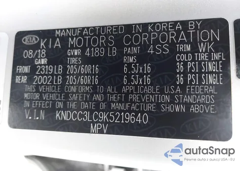 2019 Kia Niro Ex z USA, uszkodzony, nr VIN KNDCC3LC9K5219640